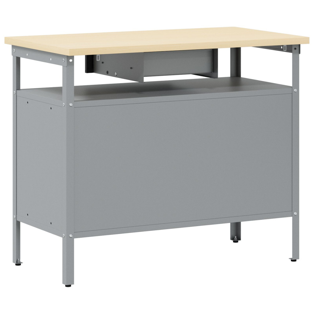 Produktbild för Arbetsbänk med låda med hylla Svart och Grå 100 x 55 x 85 cm