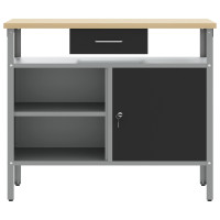 Produktbild för Arbetsbänk med låda med hylla Svart och Grå 100 x 55 x 85 cm