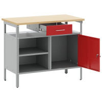 Produktbild för Arbetsbänk med låda med hylla Röd och Grå 100 x 55 x 85 cm