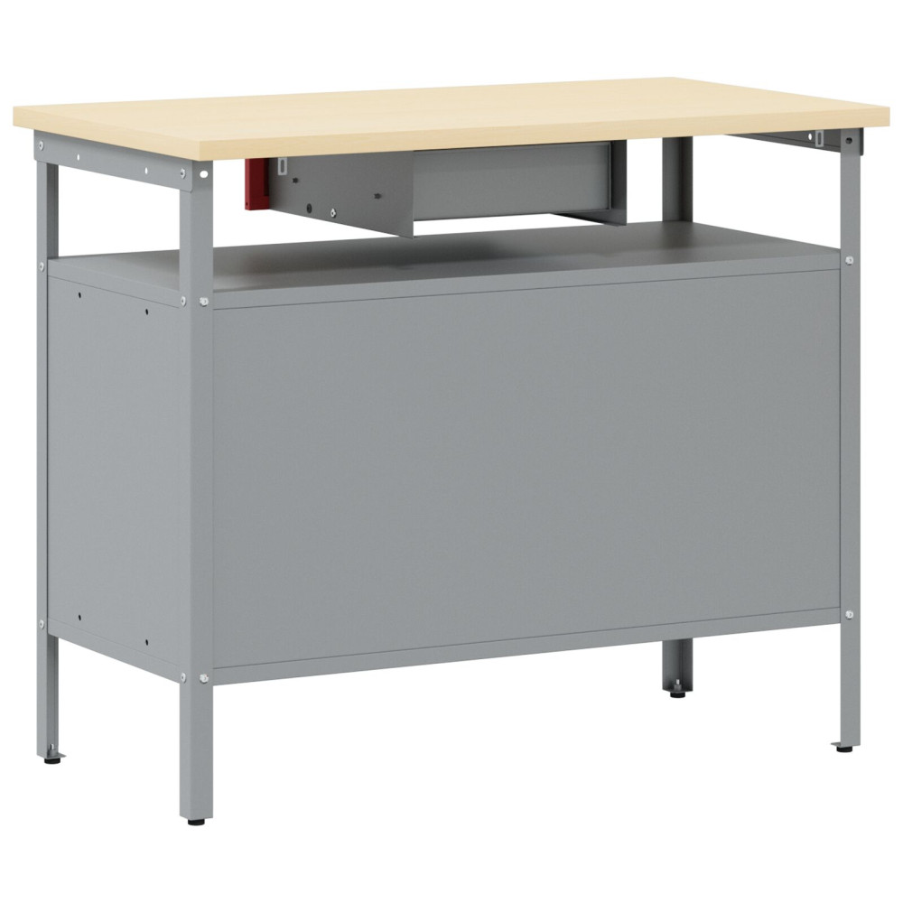 Produktbild för Arbetsbänk med låda med hylla Röd och Grå 100 x 55 x 85 cm