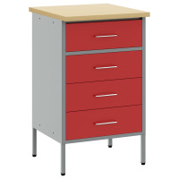 Produktbild för Arbetsbänk Röd och Grå 50 x 55 x 85 cm Konstruerat trä och stål