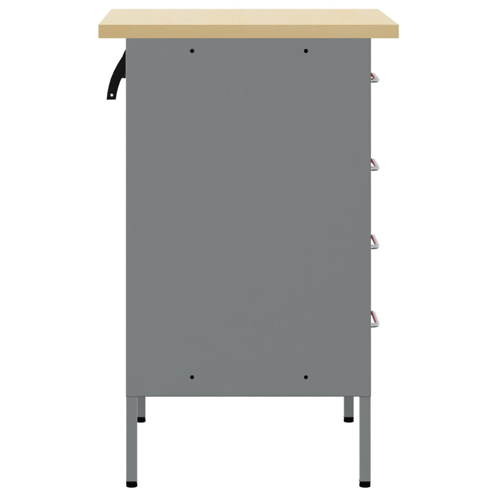 Produktbild för Arbetsbänk Röd och Grå 50 x 55 x 85 cm Konstruerat trä och stål