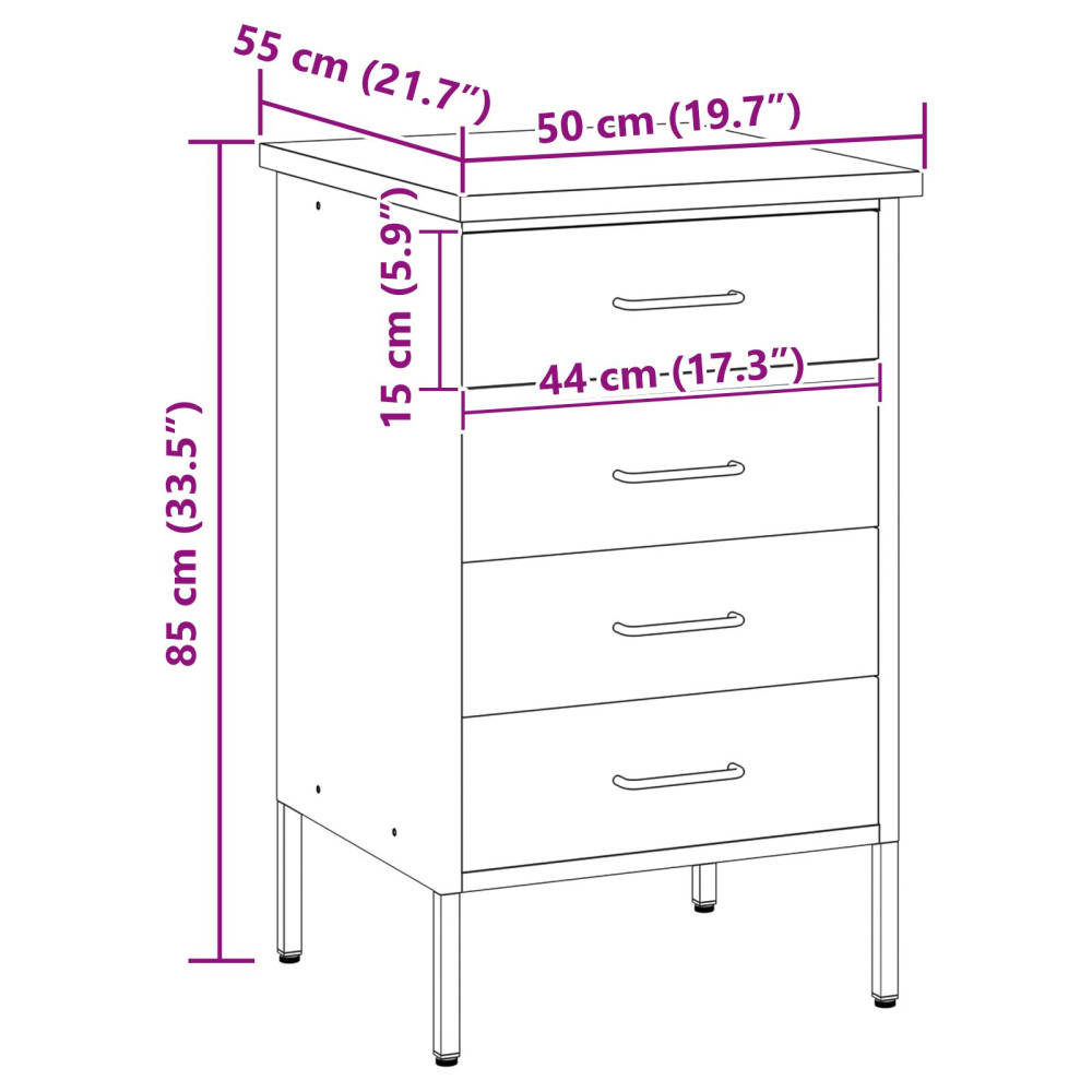 Produktbild för Arbetsbänk Röd och Grå 50 x 55 x 85 cm Konstruerat trä och stål
