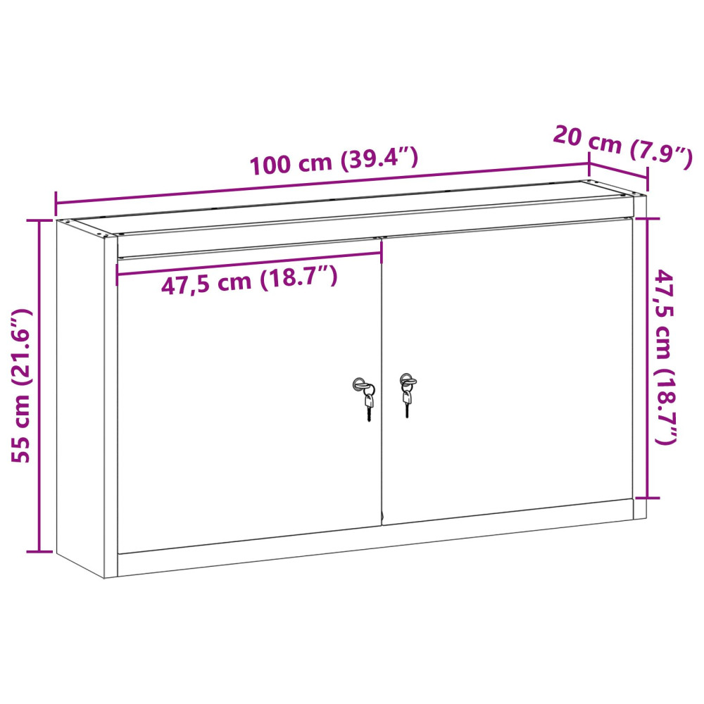 Produktbild för Verktygsskåp med hylla med lagring Röd och Grå 100 x 20 x 55 cm