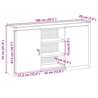 Produktbild för Verktygsskåp med hylla med lagring Röd och Grå 100 x 20 x 55 cm