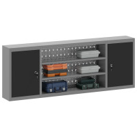 Produktbild för Verktygsskåp med hylla med lås Svart och Grå 150 x 20 x 55 cm