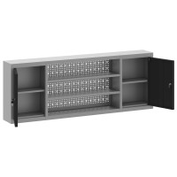 Produktbild för Verktygsskåp med hylla med lås Svart och Grå 150 x 20 x 55 cm