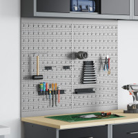 Produktbild för Verktygsväggpanel 2 pcs Grå 100 x 1 x 80 cm