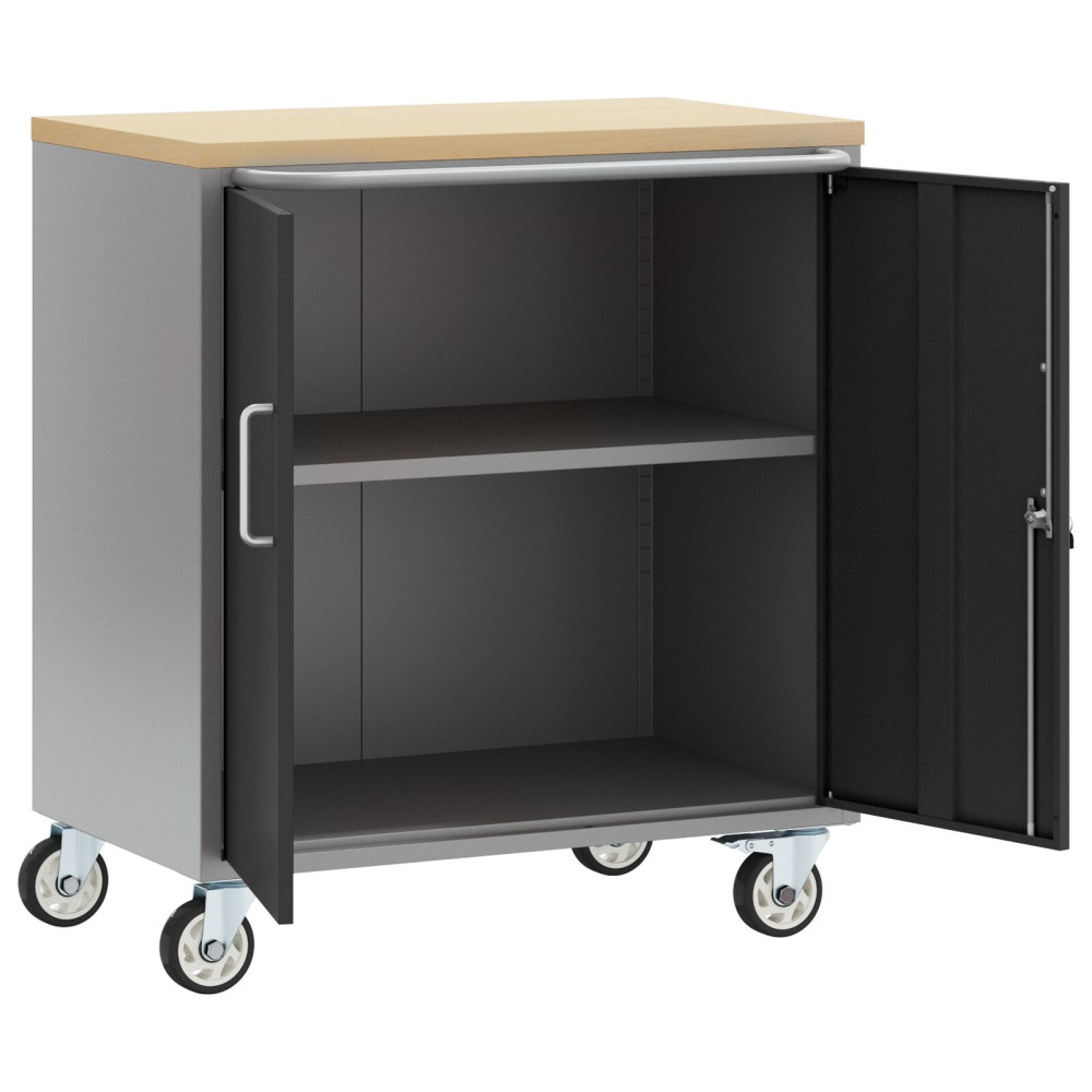 Produktbild för Rullbord Arbetsbänk med hylla Svart och Grå 75 x 45 x 85 cm