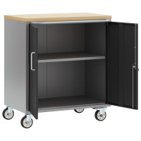 Produktbild för Rullbord Arbetsbänk med hylla Svart och Grå 75 x 45 x 85 cm