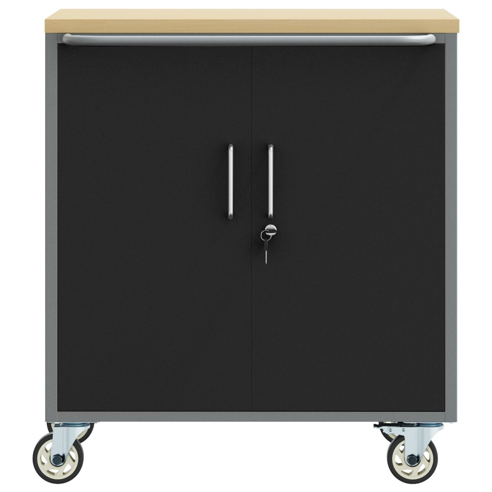 Produktbild för Rullbord Arbetsbänk med hylla Svart och Grå 75 x 45 x 85 cm