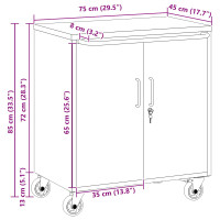 Produktbild för Rullbord Arbetsbänk med hylla Svart och Grå 75 x 45 x 85 cm