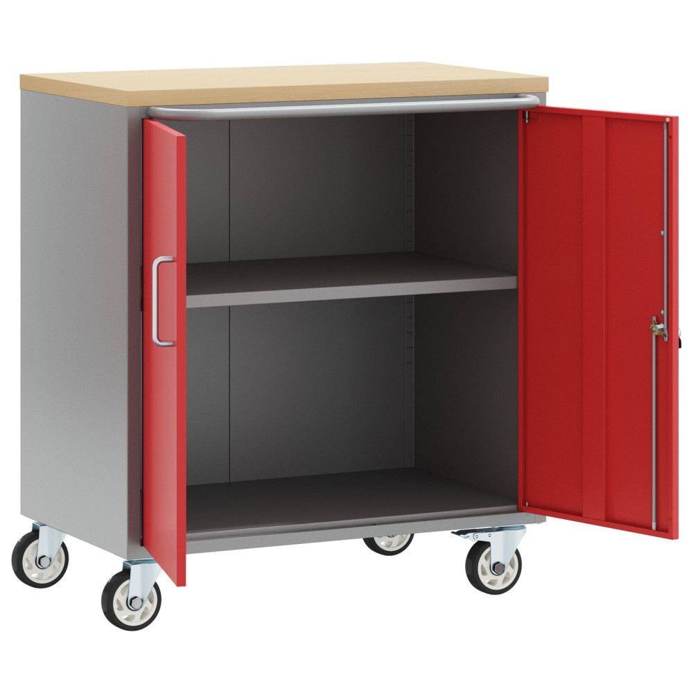Produktbild för Rullbord Arbetsbänk med hylla Röd och Grå 75 x 45 x 85 cm