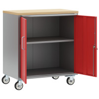 Produktbild för Rullbord Arbetsbänk med hylla Röd och Grå 75 x 45 x 85 cm
