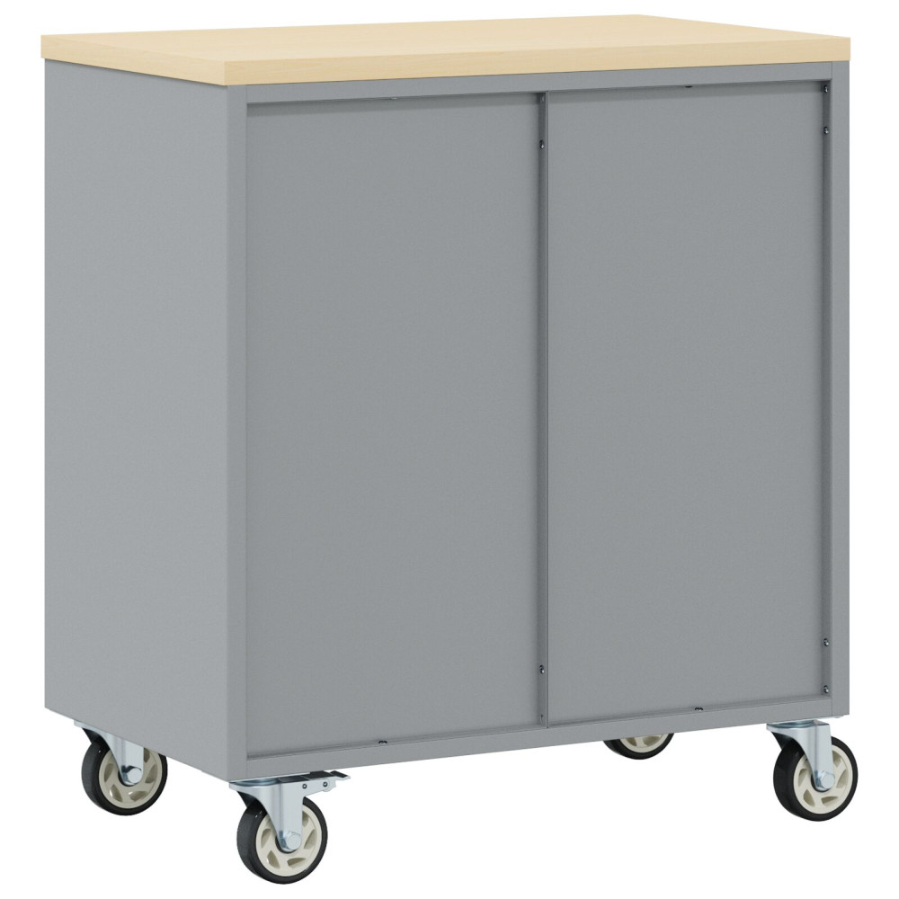 Produktbild för Rullbord Arbetsbänk med hylla Röd och Grå 75 x 45 x 85 cm