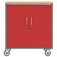 Produktbild för Rullbord Arbetsbänk med hylla Röd och Grå 75 x 45 x 85 cm