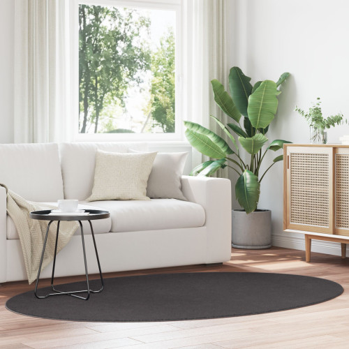 vidaXL Områdesmattor Oval HUARTE Antracit 140 x 200 cm 100% Polyester
