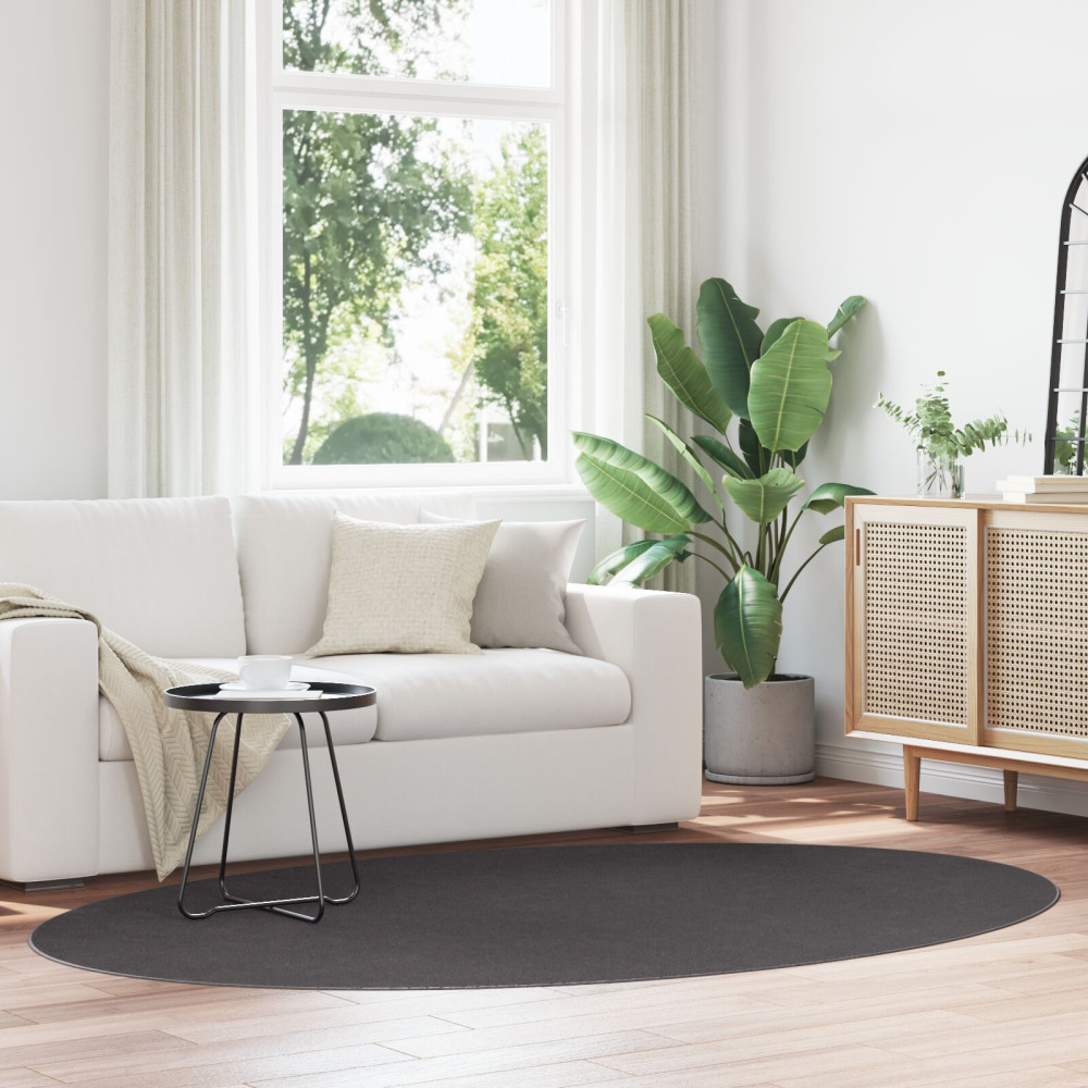 Produktbild för Områdesmattor Oval HUARTE Antracit 160 x 230 cm 100% Polyester