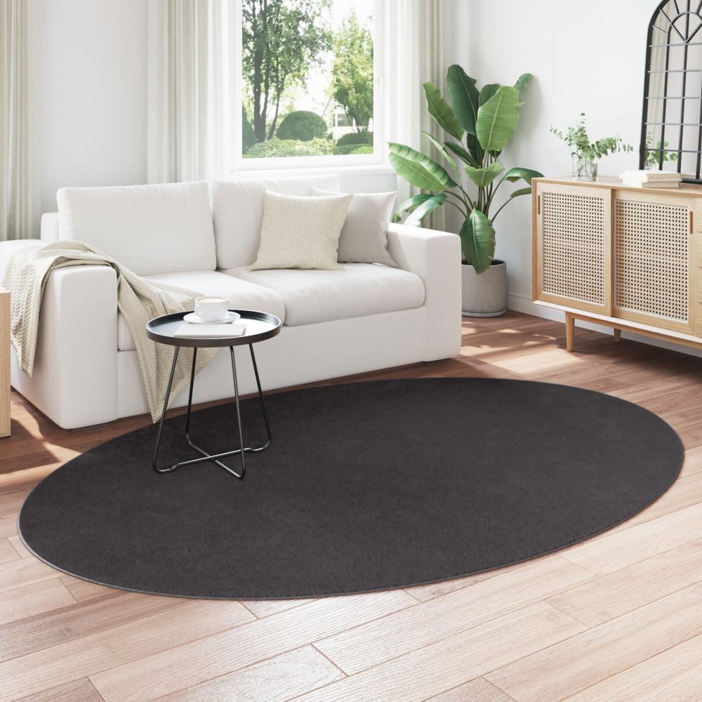 Produktbild för Områdesmattor Oval HUARTE Antracit 160 x 230 cm 100% Polyester