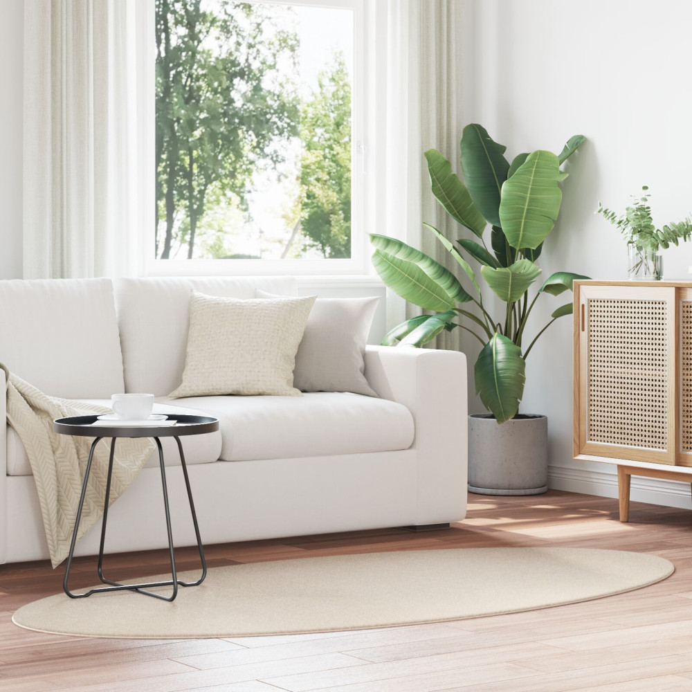 Produktbild för Områdesmattor Oval HUARTE Beige 120 x 170 cm 100% Polyester