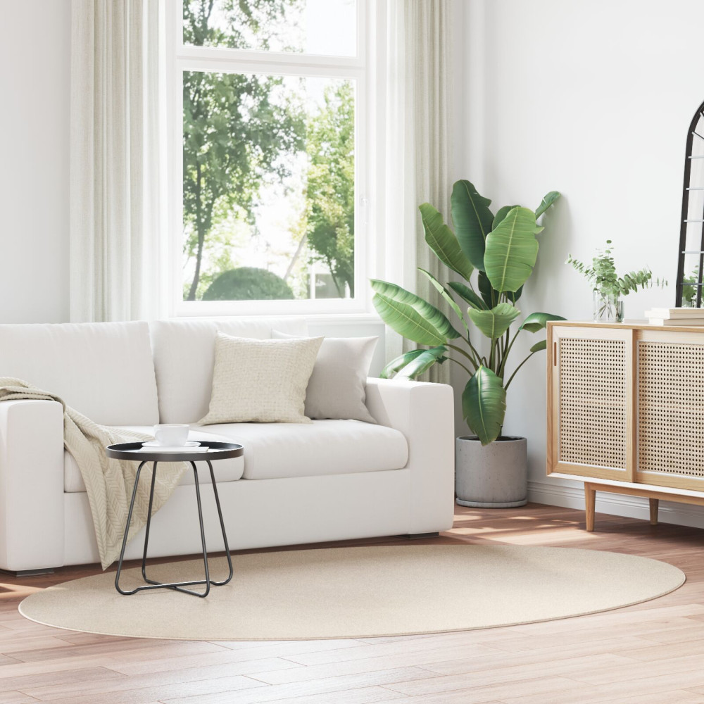 Produktbild för Områdesmattor Oval HUARTE Beige 160 x 230 cm 100% Polyester