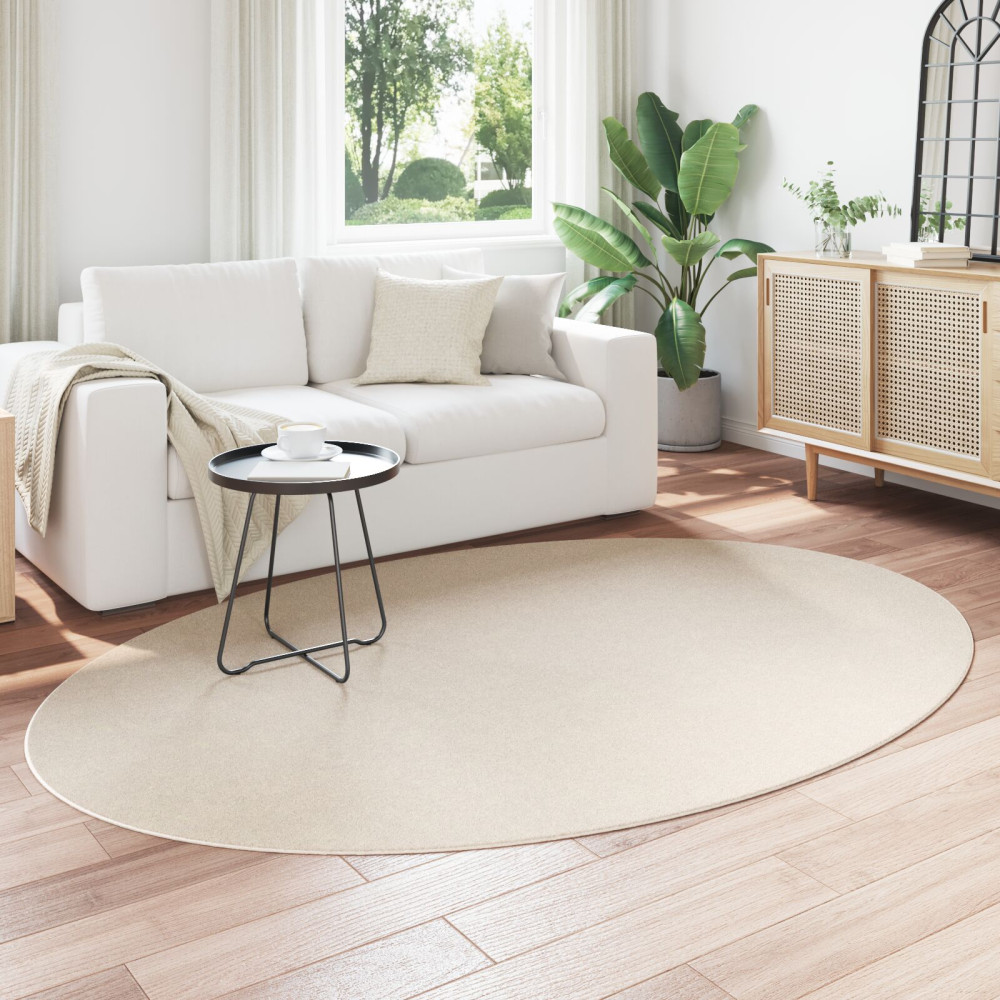 Produktbild för Områdesmattor Oval HUARTE Beige 160 x 230 cm 100% Polyester