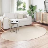 Produktbild för Områdesmattor Oval HUARTE Beige 160 x 230 cm 100% Polyester