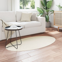 Produktbild för Områdesmattor Oval HUARTE Kräm 80 x 150 cm 100% Polyester