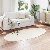 Produktbild för Områdesmattor Oval HUARTE Kräm 100 x 200 cm 100% Polyester