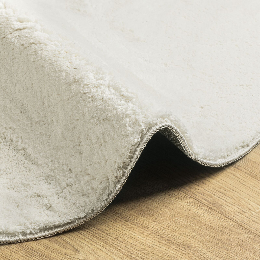 Produktbild för Områdesmattor Oval HUARTE Kräm 100 x 200 cm 100% Polyester