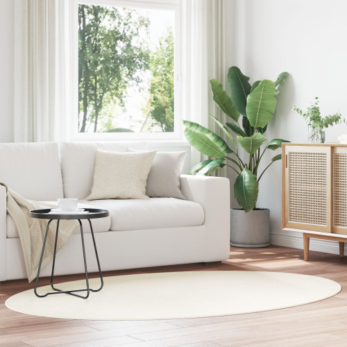 vidaXL Områdesmattor Oval HUARTE Kräm 140 x 200 cm 100% Polyester