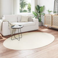 Produktbild för Områdesmattor Oval HUARTE Kräm 140 x 200 cm 100% Polyester