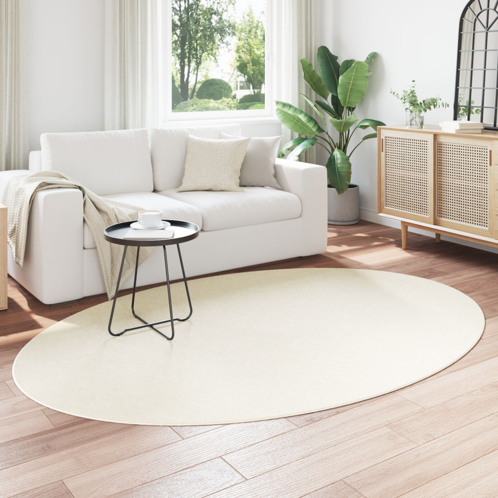 Produktbild för Områdesmattor Oval HUARTE Kräm 160 x 230 cm 100% Polyester