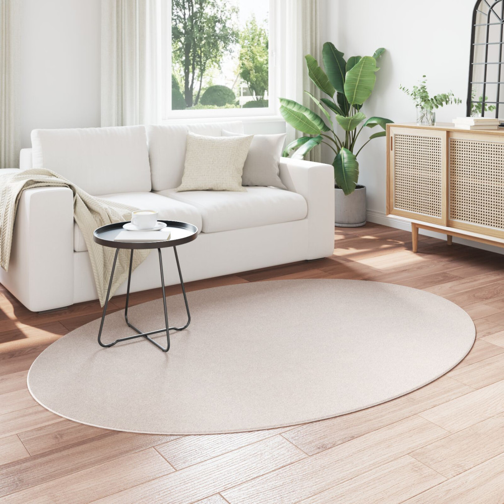 Produktbild för Områdesmattor Oval HUARTE Sand 120 x 170 cm 100% Polyester