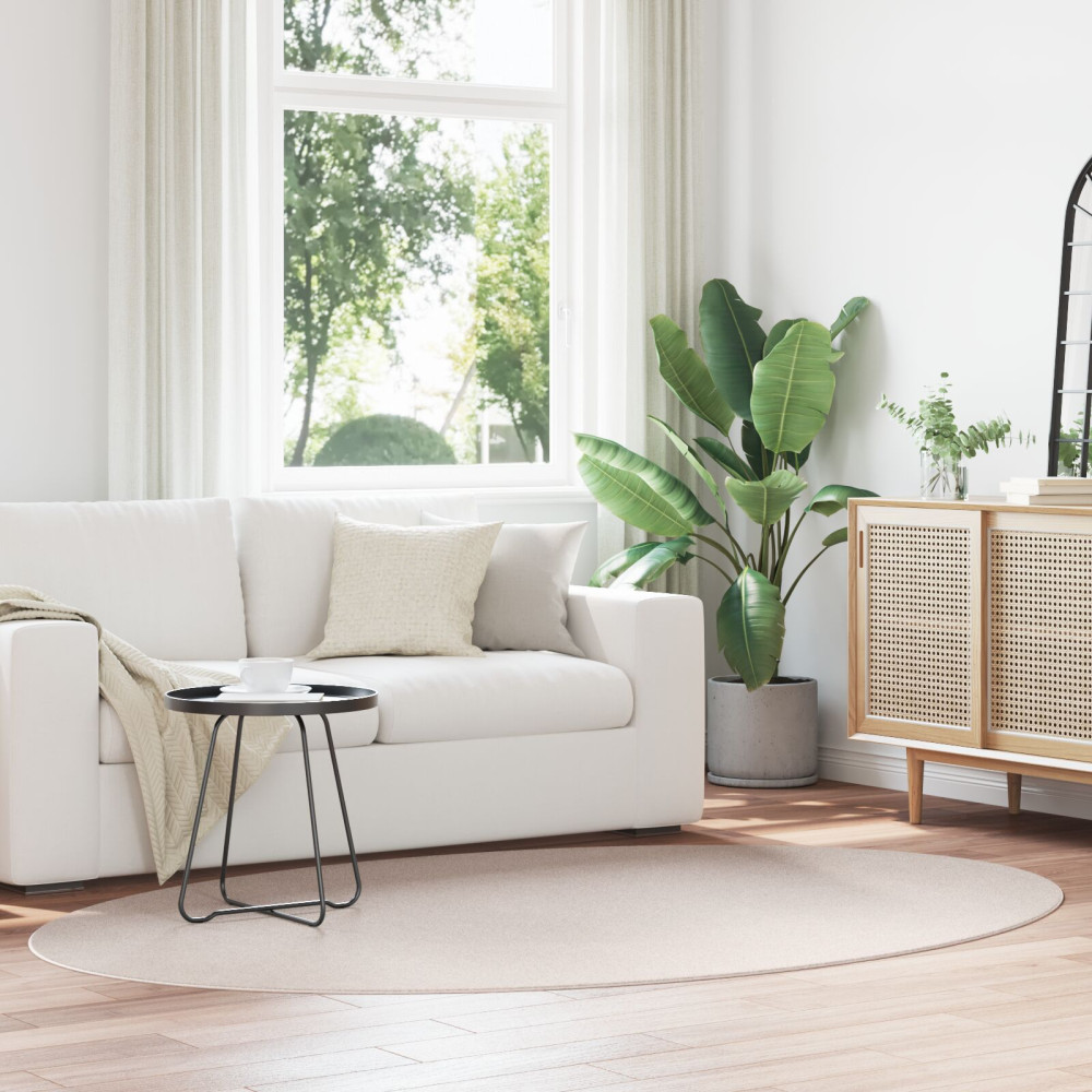 Produktbild för Områdesmattor Oval HUARTE Sand 160 x 230 cm 100% Polyester