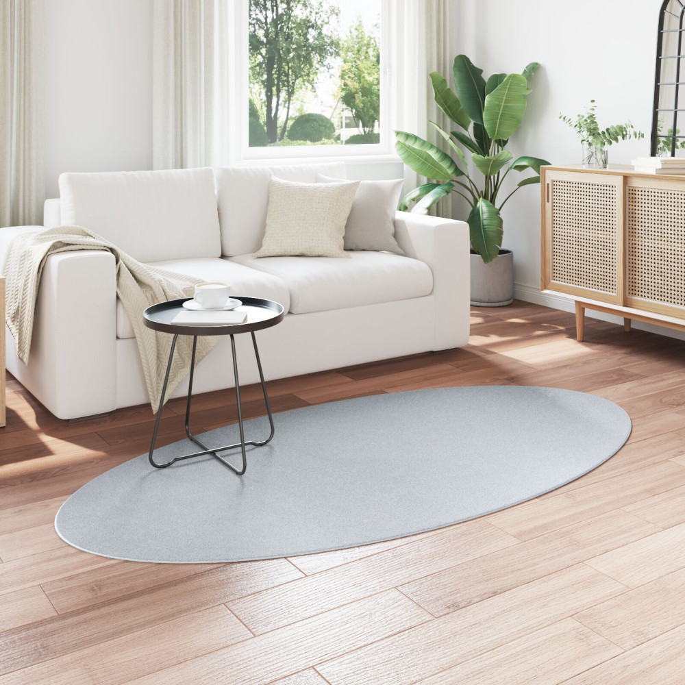 Produktbild för Områdesmattor Oval HUARTE Grå 100 x 200 cm 100% Polyester