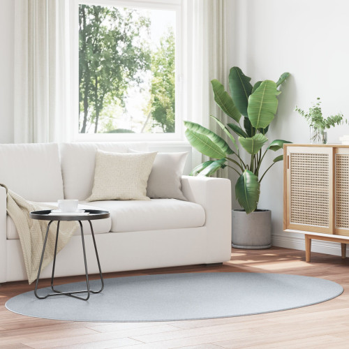 vidaXL Områdesmattor Oval HUARTE Grå 140 x 200 cm 100% Polyester