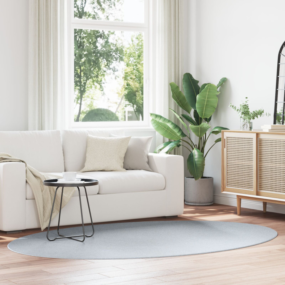 Produktbild för Områdesmattor Oval HUARTE Grå 160 x 230 cm 100% Polyester