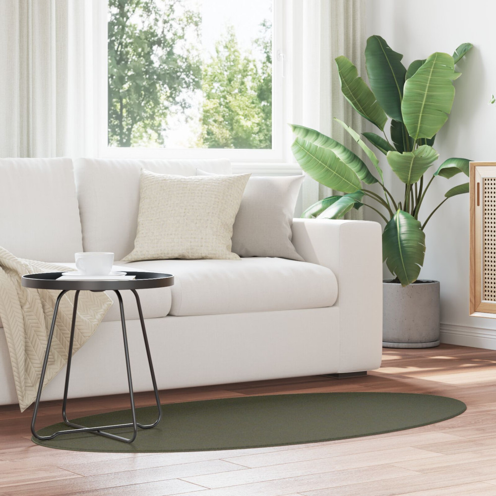 Produktbild för Områdesmattor Oval HUARTE Skogsgrön 80 x 150 cm 100% Polyester