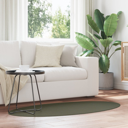 vidaXL Områdesmattor Oval HUARTE Skogsgrön 80 x 150 cm 100% Polyester