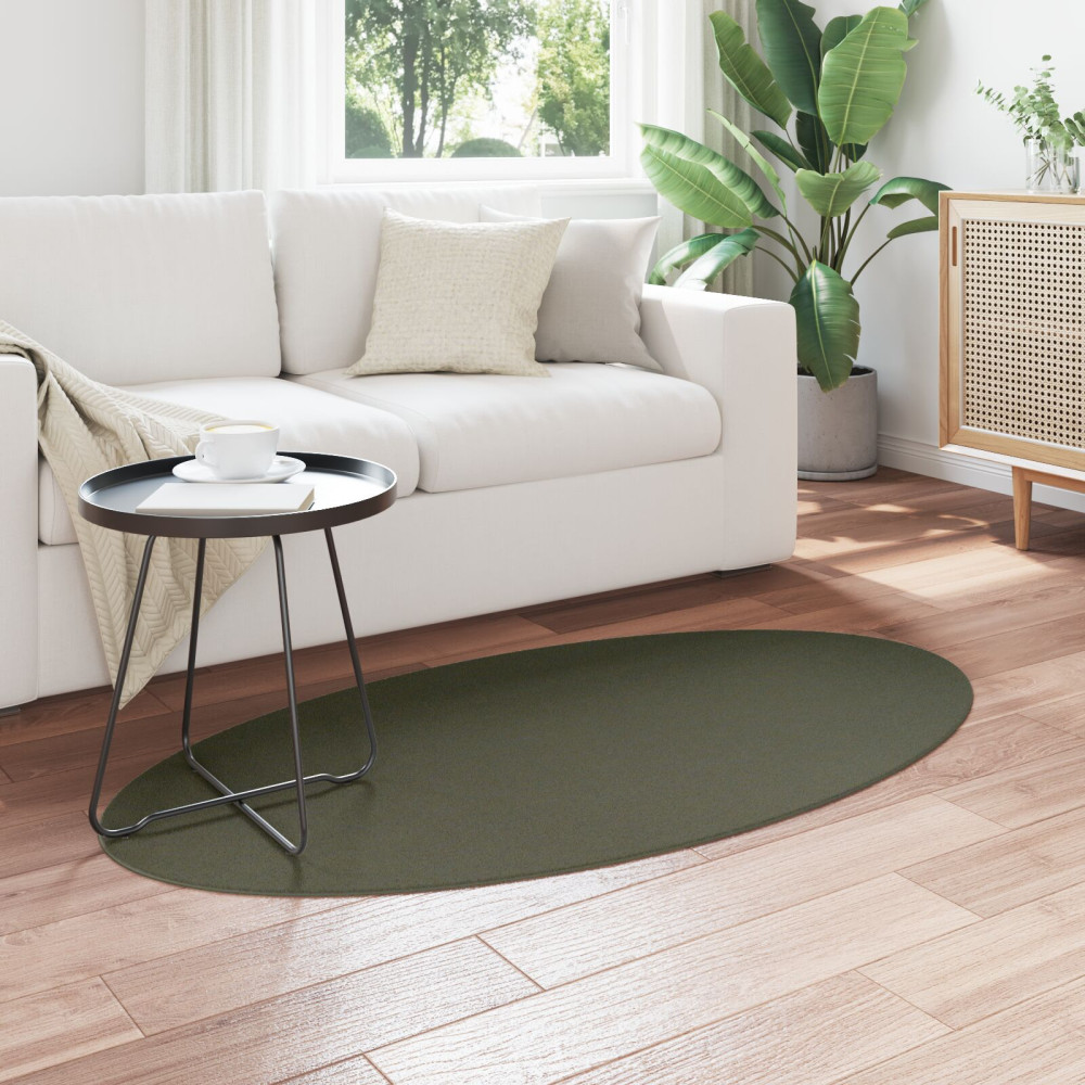 Produktbild för Områdesmattor Oval HUARTE Skogsgrön 80 x 150 cm 100% Polyester