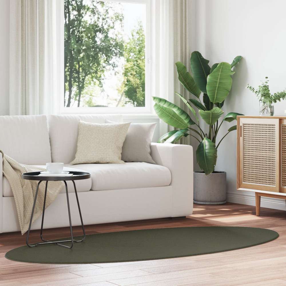 Produktbild för Områdesmattor Oval HUARTE Skogsgrön 100 x 200 cm 100% Polyester