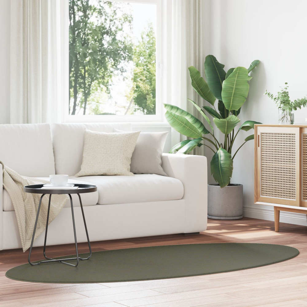 Produktbild för Områdesmattor Oval HUARTE Skogsgrön 170 x 120 cm 100% Polyester