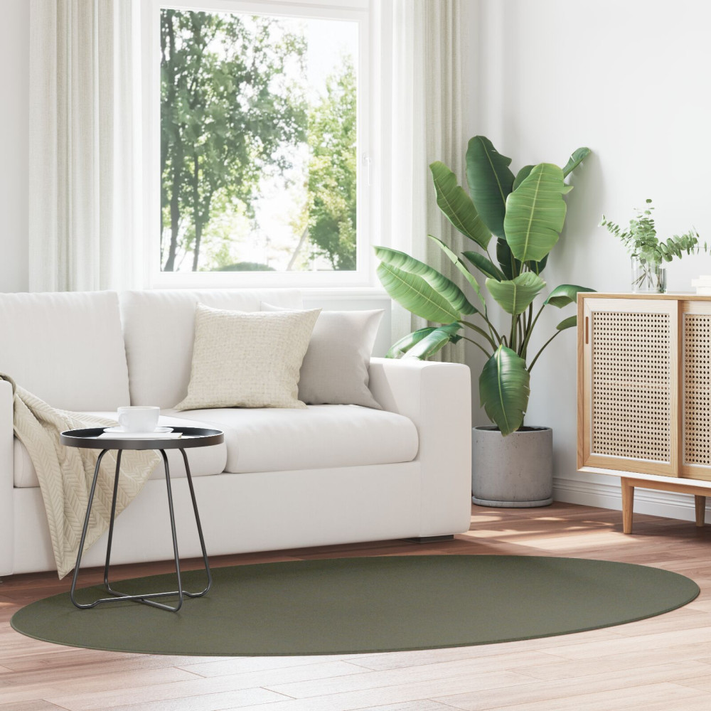 Produktbild för Områdesmattor Oval HUARTE Skogsgrön 140 x 200 cm 100% Polyester