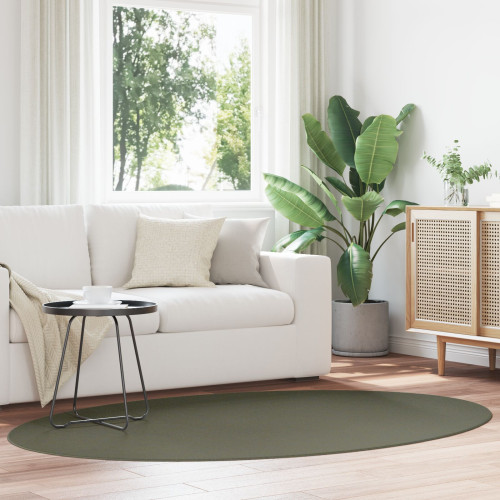 vidaXL Områdesmattor Oval HUARTE Skogsgrön 140 x 200 cm 100% Polyester