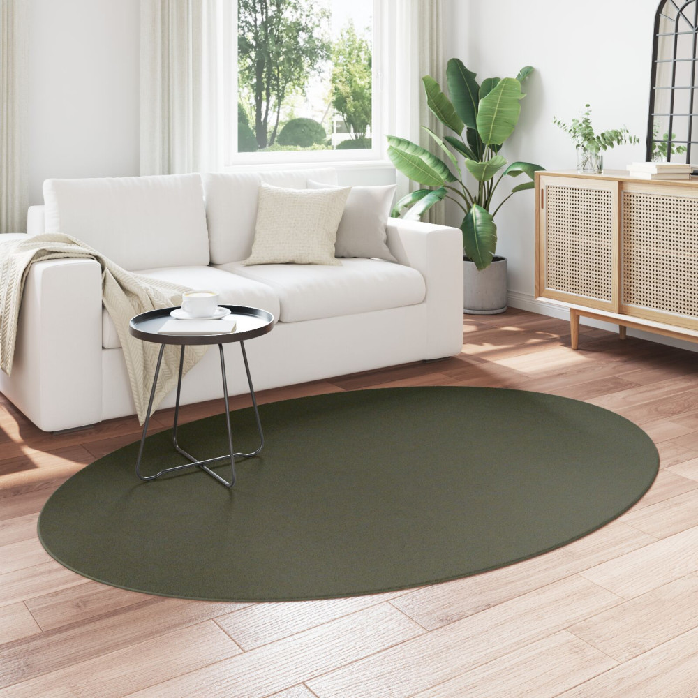 Produktbild för Områdesmattor Oval HUARTE Skogsgrön 140 x 200 cm 100% Polyester
