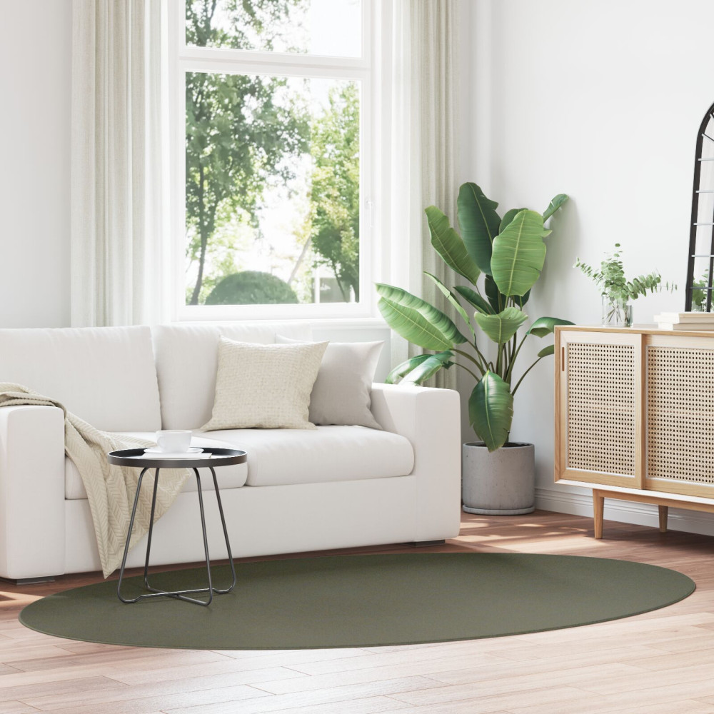 Produktbild för Områdesmattor Oval HUARTE Skogsgrön 160 x 230 cm 100% Polyester