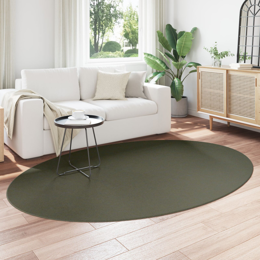Produktbild för Områdesmattor Oval HUARTE Skogsgrön 160 x 230 cm 100% Polyester