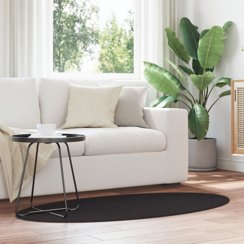 vidaXL Områdesmattor Oval HUARTE Svart 80 x 150 cm 100% Polyester