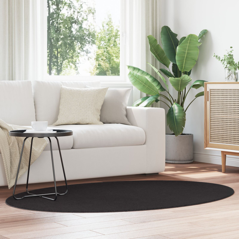 Produktbild för Områdesmattor Oval HUARTE Svart 120 x 170 cm 100% Polyester